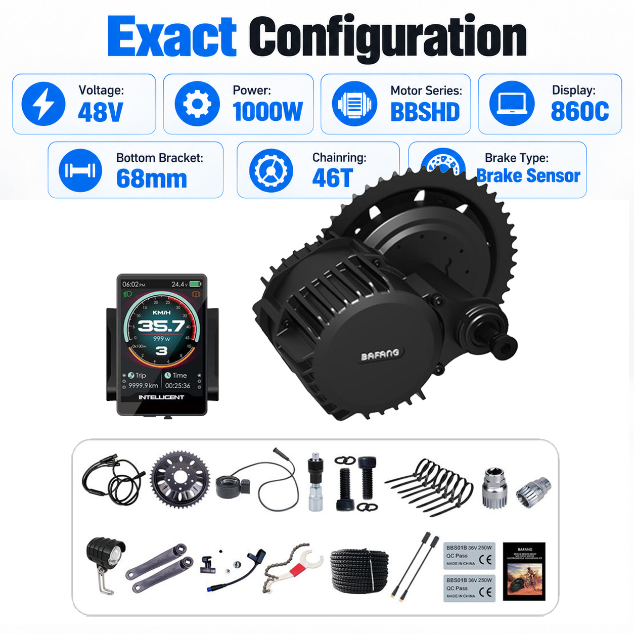 ชุดมอเตอร์ขับเคลื่อนตรงกลาง BA - Bafang Bbshd 1000W Conversion Kit บทวิจารณ์และราคา